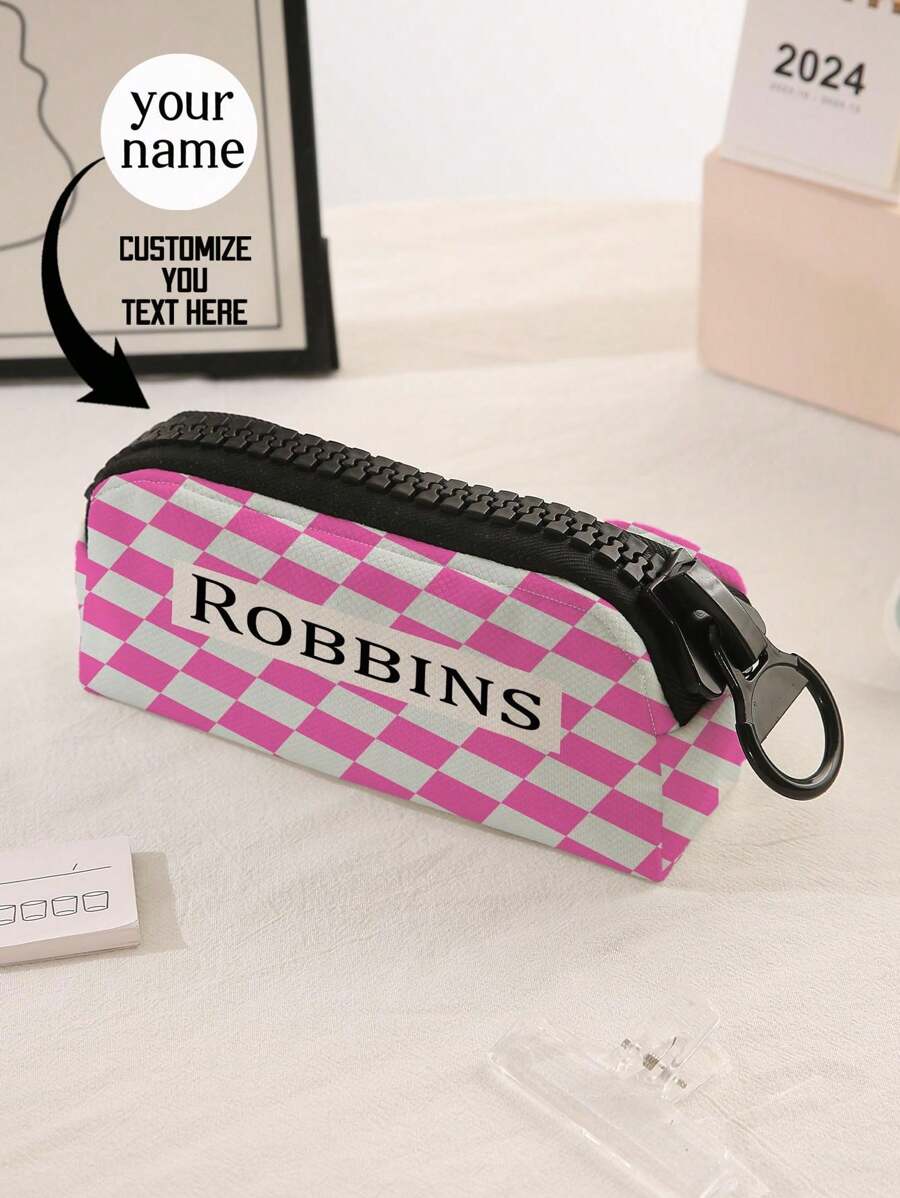 1 pieza Estuche de lápices personalizado, bolsa de almacenamiento personalizada, puedes personalizar tu diseño único (foto, nombre, ilustración), bolsa de cosméticos con cremallera ligera, caja de lápices, estuche de lápices clásico, adecuado para la escuela/estudiantes/vuelta al colegio