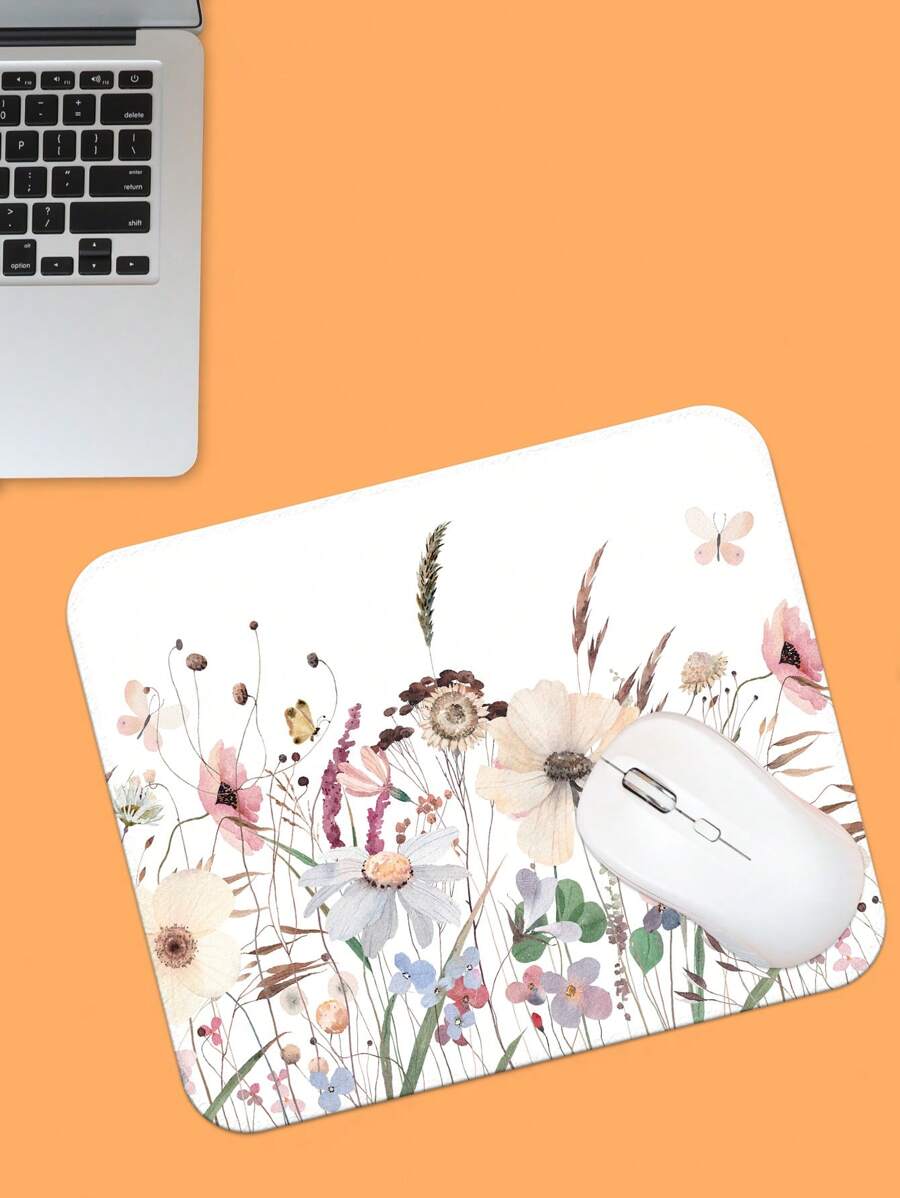 1pc Small Floral Mouse Pad For Laptop/Computer Office Use