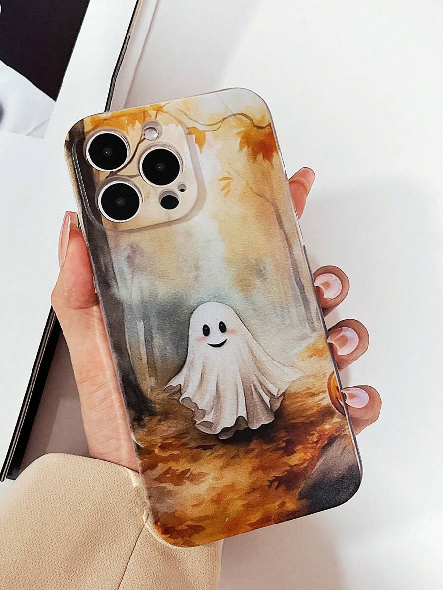 1pc minimalistisch Halloween grafisch bedrukt zacht TPU telefoonhoesje compatibel met Apple, Samsung, Xiaomi, Huawei, Pixel 6a 5G