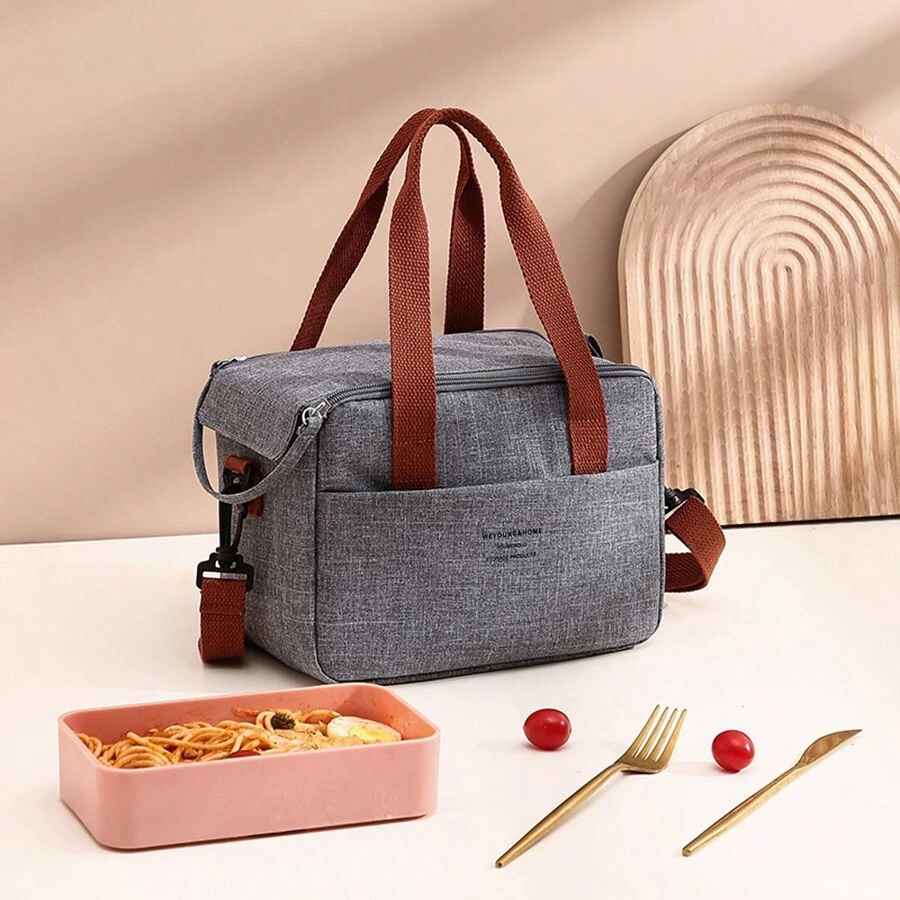 1pc Portable Tin Foil Insulation Lunch Bag For Women Men Girls Thermal Insulated Lunch Box Tote Cooler Handbag Waterproof Shoulder Bag Bento Pouch Office Food Storage Bags With Adjustable Shoulder Strap Gray Ice Bag Perfect For Office School Camping BBQWomanLunch Box BagLadiesSchool Supplies Stuff Accessories Bag For School School Accessories School Stuff