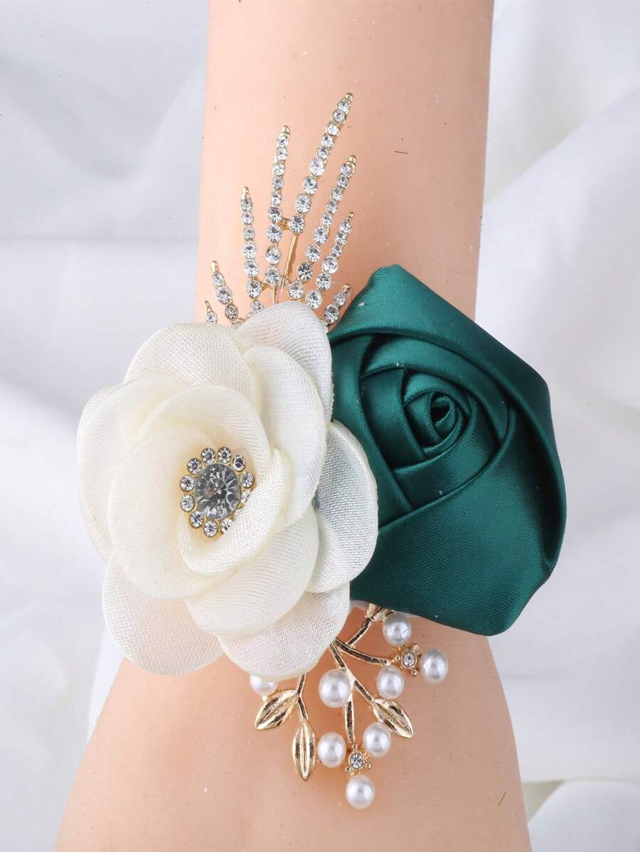 1 pieza Corsage de muñeca con flor de rosa, opción de multicolor, para mujer, novia, dama de honor, boda, fiesta, uso diario, Día de San Valentín