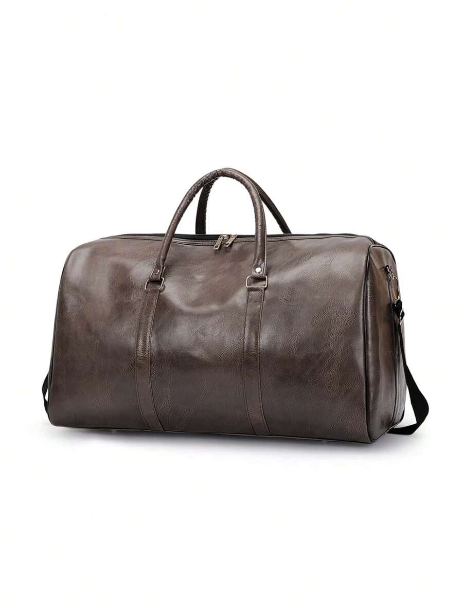 1Pc Black Travel Bag,Pu Vintage Travel Bag, Large Travel Duffel Bags For Men Overnight Weekend Bag,Waterproof Large Capacity Duffle Bag,Men And Women Large-Capacity Luggage Travel Carry-On Bag,Travel Portable Hand-Held Bag, Luggage Collection Bag For Travel, Camping, Outdoor,Weekend Bag For Sports Gym Yoga Waterproof PU Leather Carry-On Holdall Gym Bag,Back To School For Suitcase Overnight Bag For Luggage Carry On Bag College Bag Luggage Bags Weekender Bag Hospital Bag Holiday Winter