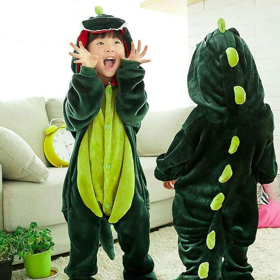 Pijama tipo mono de felpa acogedor unisex para decoración navideña, disfraz de anime para niños y niñas, pijama de franela para bebé con diseño de dibujos animados y animales como dinosaurio, gato y panda, trajes de una pieza para dormir, regalo de Navidad para el hogar.