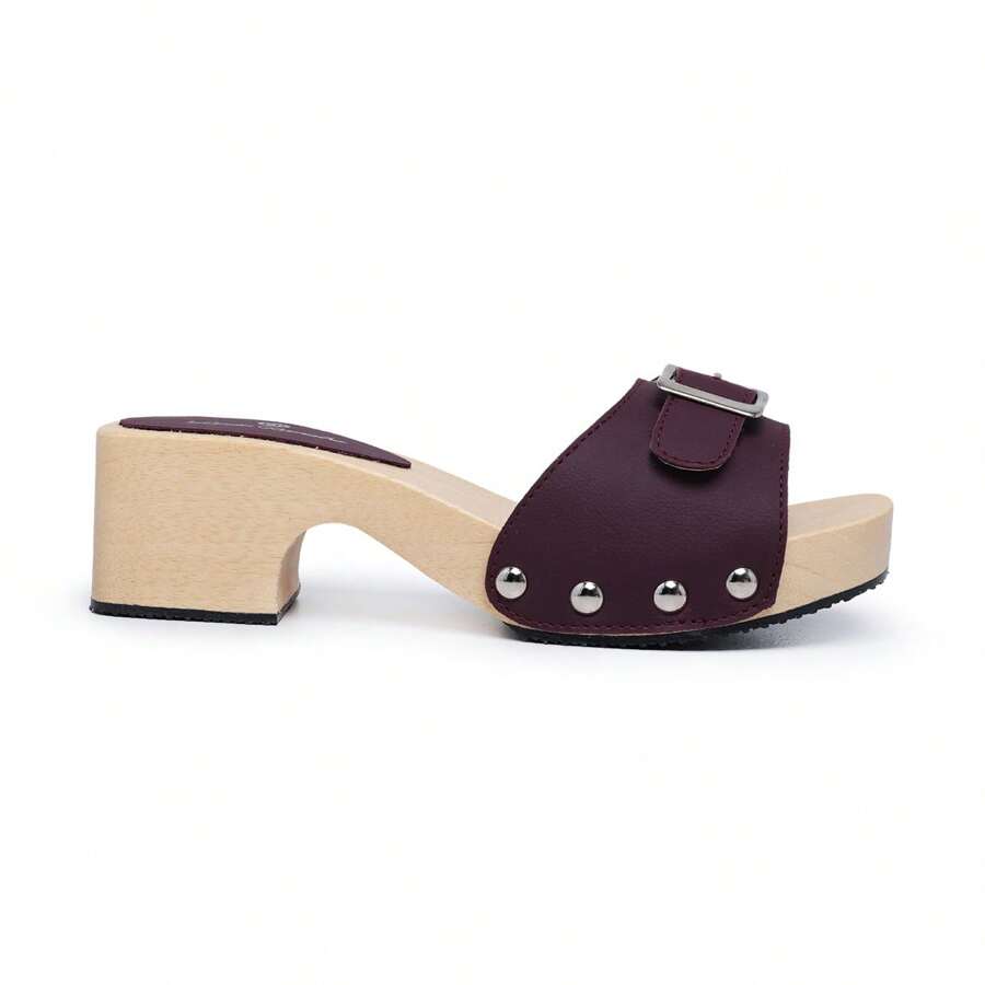 Tamanco Feminino Fivela Retrô Madeira Caixeta Luxo