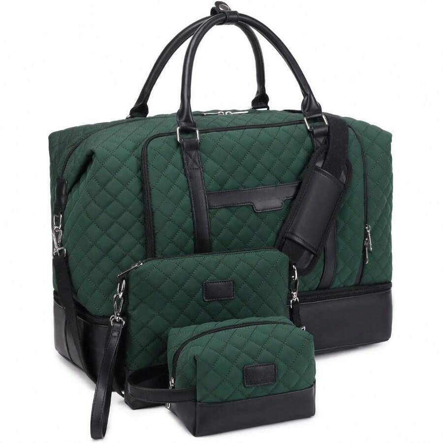 Weekender Bags For Women Overnight Bag With Shoe Compartment And Toiletry Bags Large Travel Duffel Bag Carry On Shoulder Tote With Trolley Sleeve 21 Inches For Weekend Traveling Business Trip Gym