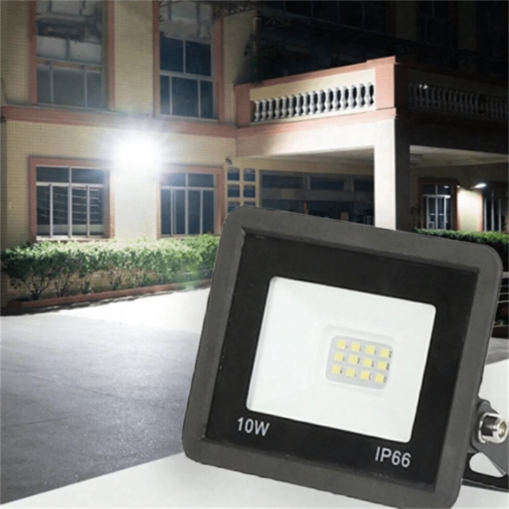1PC Outdoor Garden Street Courtyard LED Spotlight, Outdoor Garden Decoration Light Floodlight Ultra Thin Outdoor Floodlight Garden Street Waterproof Belt Projection Light, Outdoor Waterproof Floodlight High Brightness Projection Light, Suitable For Basketball Court, Road, Street, Courtyard Garden Spotlight, Outdoor Street Lighting Light (Black, 10W) Halloween Christmas Thanksgiving Gift