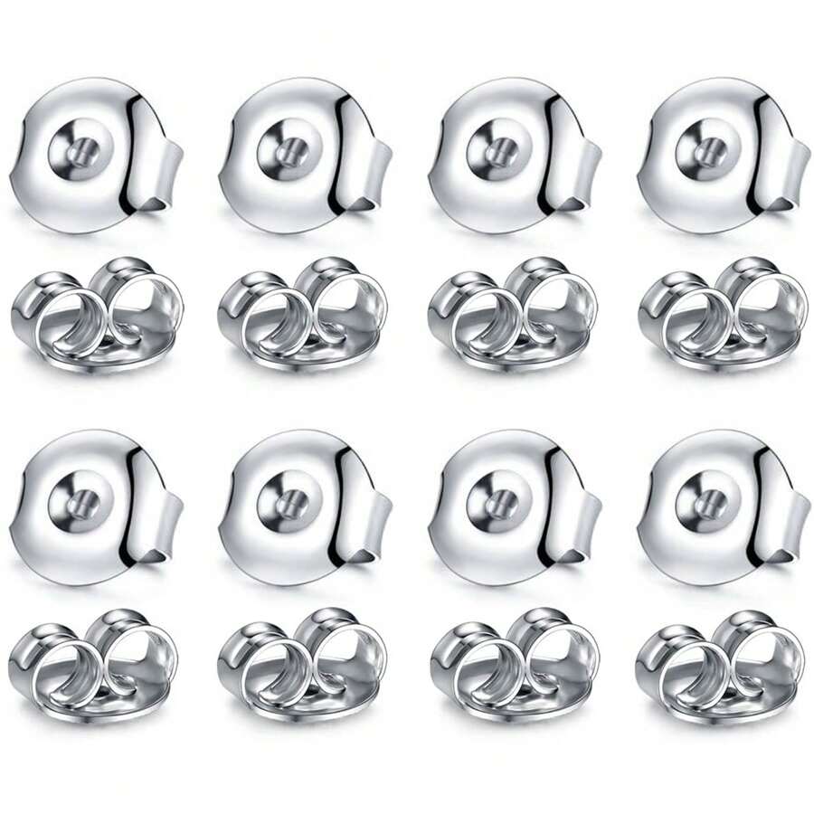 50Pcs/100Pcs Stainless Steel Earring Backs Replacements, Hypoallergenic Earring Pin Backs, Secure Ear Locking For Stud Nut For Posts, 6.5mm