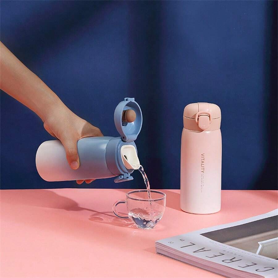 1pc Double-Wall Stainless Steel Insulated Water Bottle, Bounce Lid, Spout Mouth, Student Tumbler, Perfect Back-To-School Gift Back To School