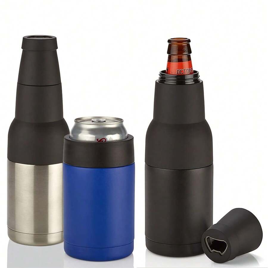 3 In 1 Can And Beer Bottle Insulator, Double Wall Stainless Steel Insulated Can Cooler, Beer Bottle Holder 12oz 14oz 17oz