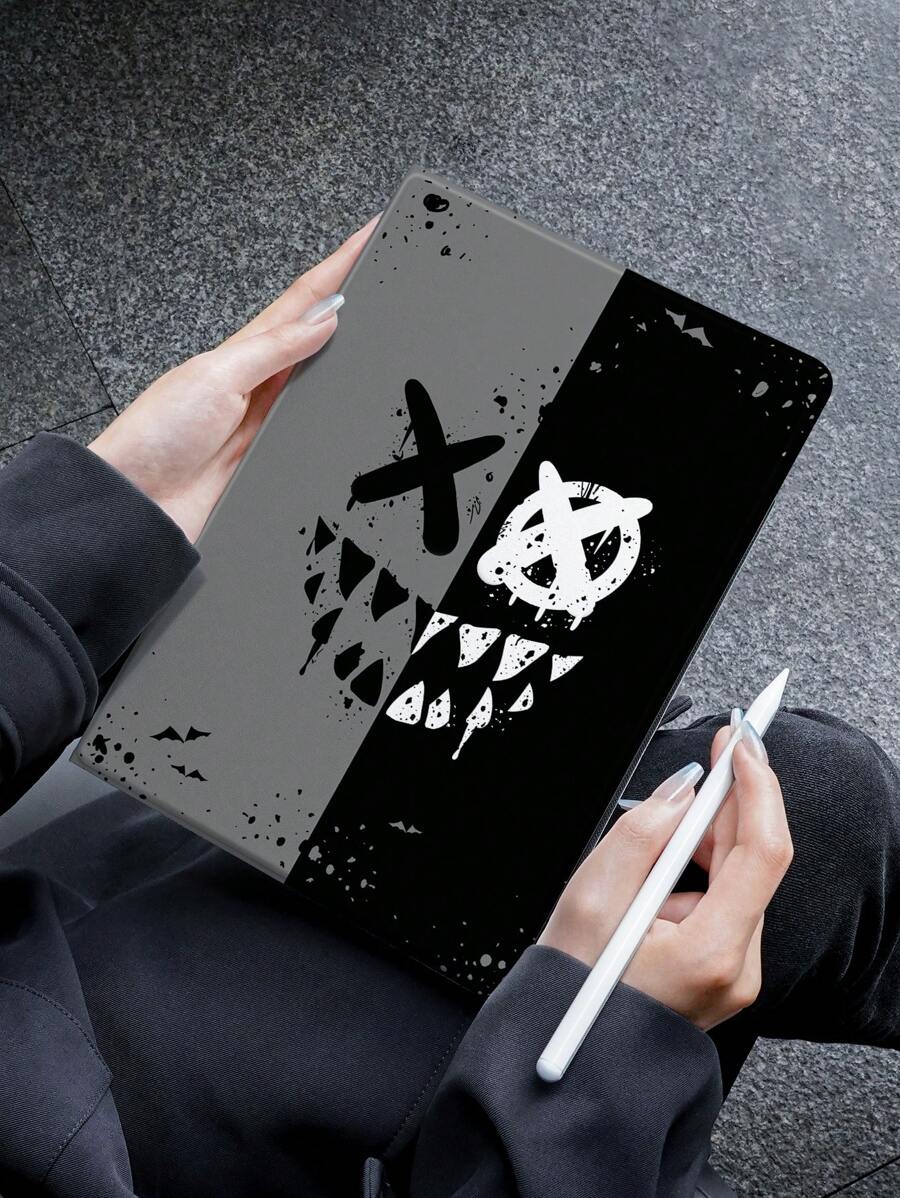 Apple XO Smiling Face Pattern Protective Case Compatible With IPad 9th/8th/7th Gen 10.2-Inch, New IPad 10th Gen Folding Stand Cover With Auto Wake/Sleep, Shockproof Protection