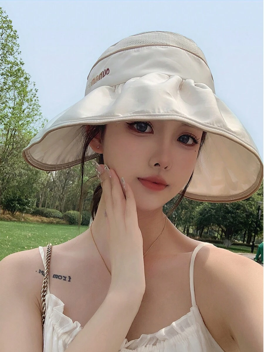 1 pieza Sombrero de sol de mujer transpirable de malla, sombrero de verano para deportes al aire libre, gorra de protección solar minimalista de unicolor