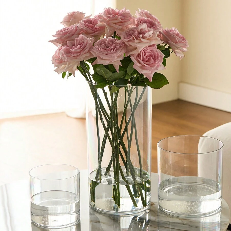 1 pieza Jarrón de vidrio transparente de acrílico, adecuado para cultivo de flores, pecera, decoración del hogar, decoración de boda y fiesta