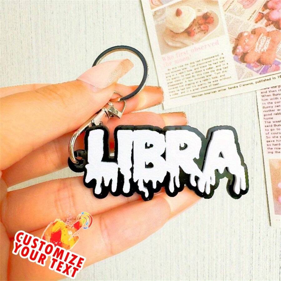 1pc Custom Acrylic Keychains With Name, Solid Black Backpack Charm, Halloween Spirit Gift, DIY Letter Acrylic Name Tag Keychain Personalized