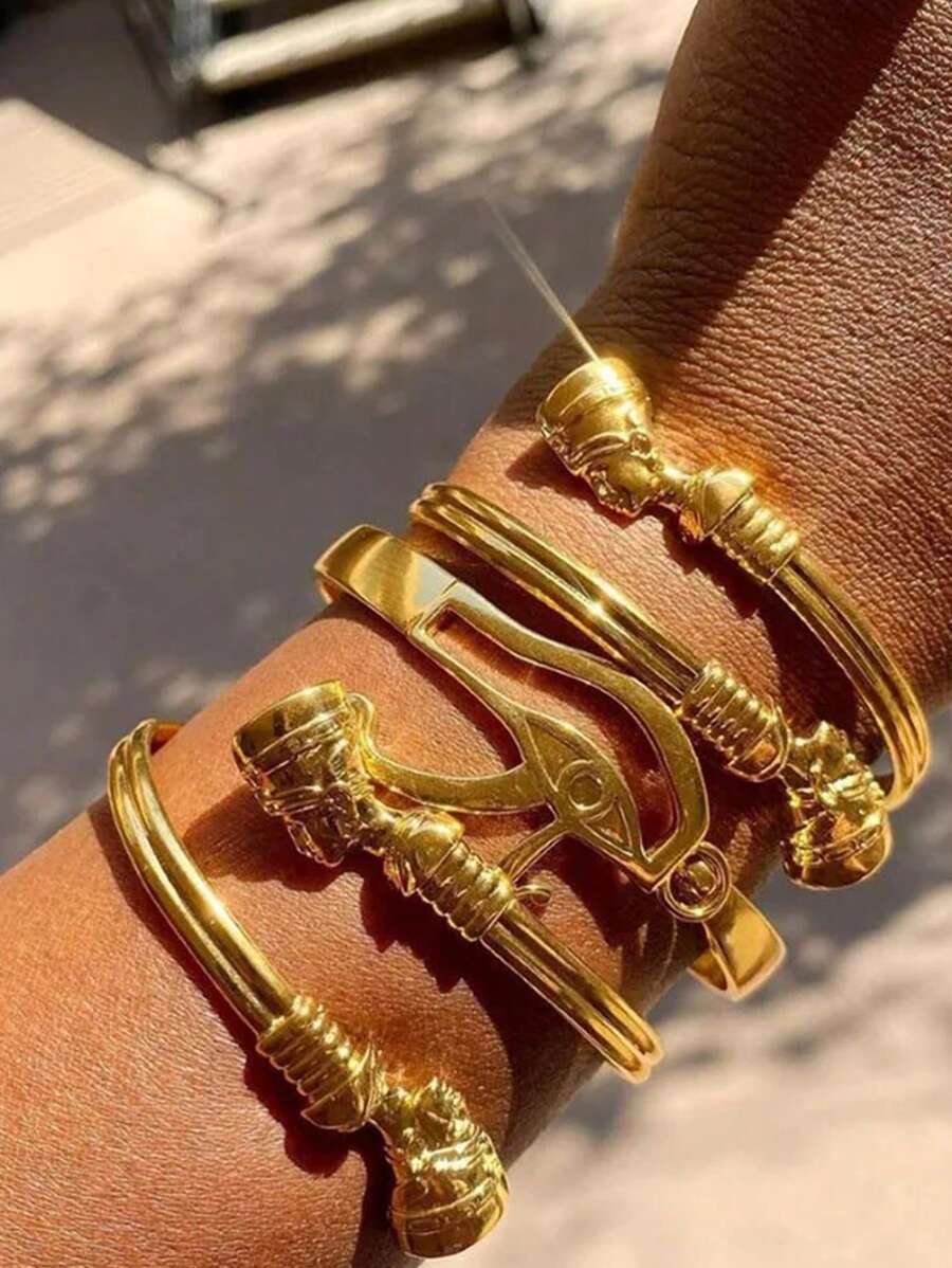 1 pièce Bracelet ajustable Néfertiti, reine égyptienne, pour femmes et hommes, bracelet africain de couple, bijoux de hip-hop punk, cadeaux 2024