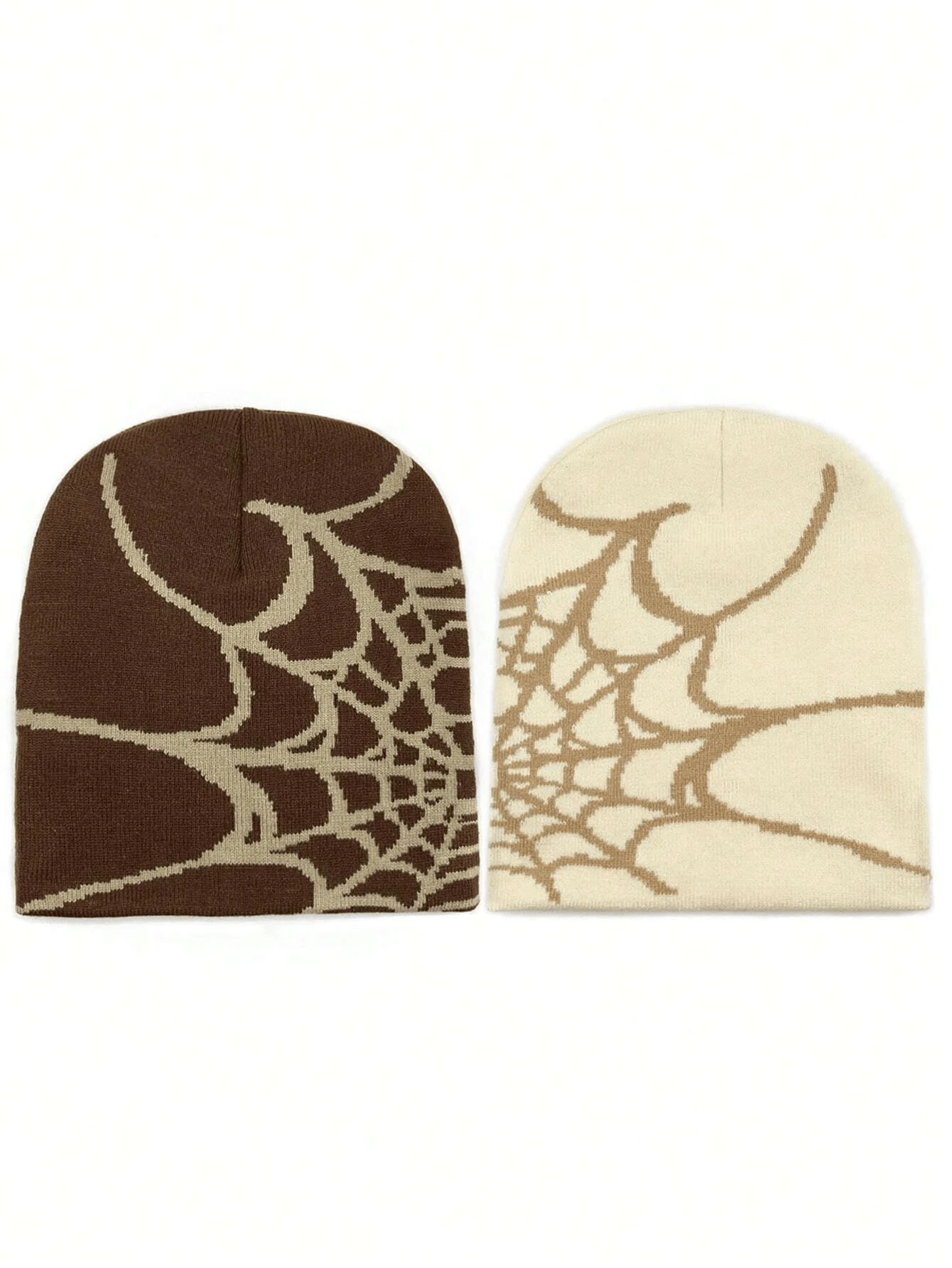 2 piezas/juego de gorro de punto con telaraña para mujer, para Halloween, invierno y otoño