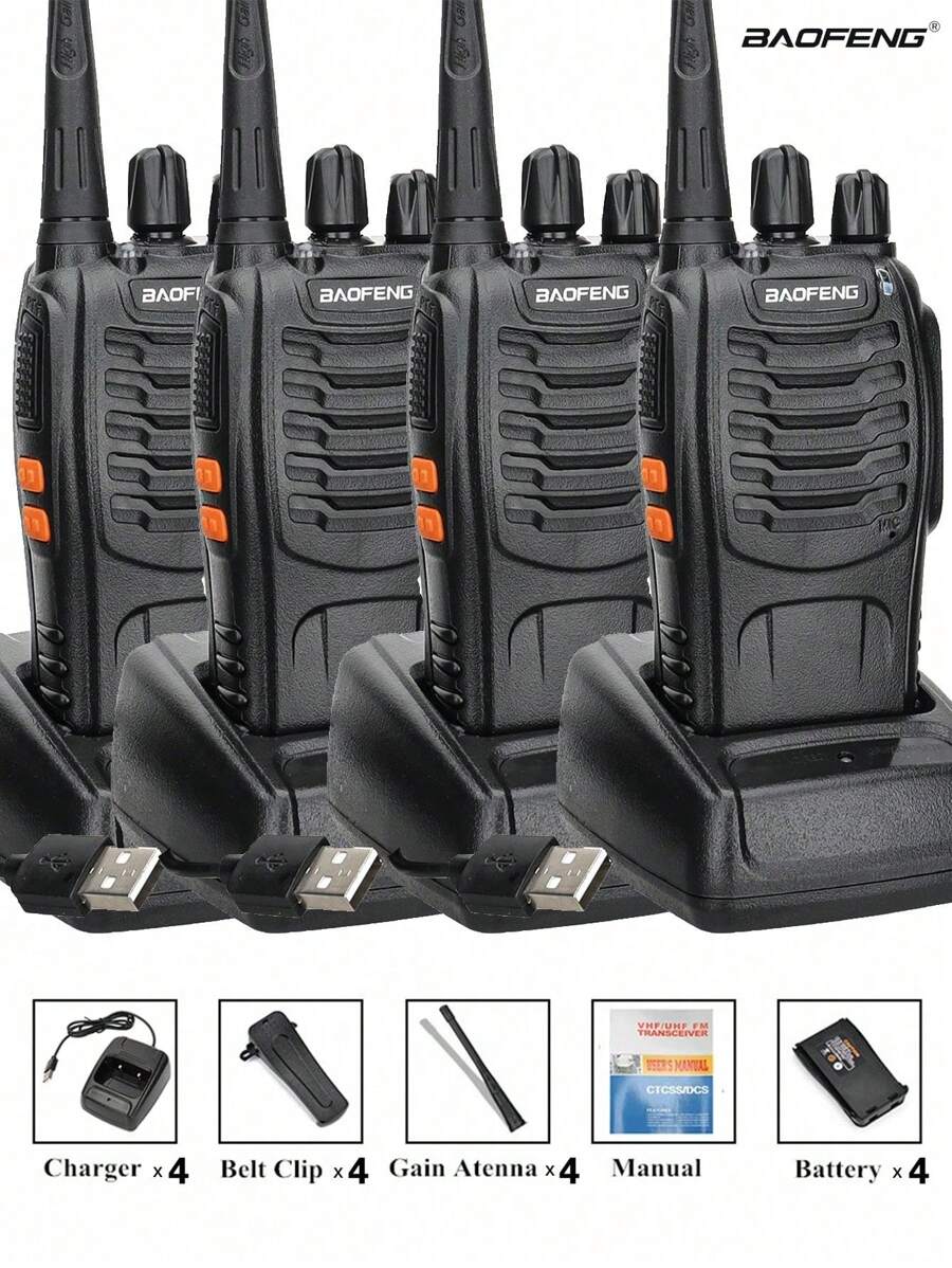 4PCS Baofeng BF888S Walkie Talkie Original 5W BF-888S USB UHF 400-470MHZ Transceiver Portable Two Way Radio Intercom