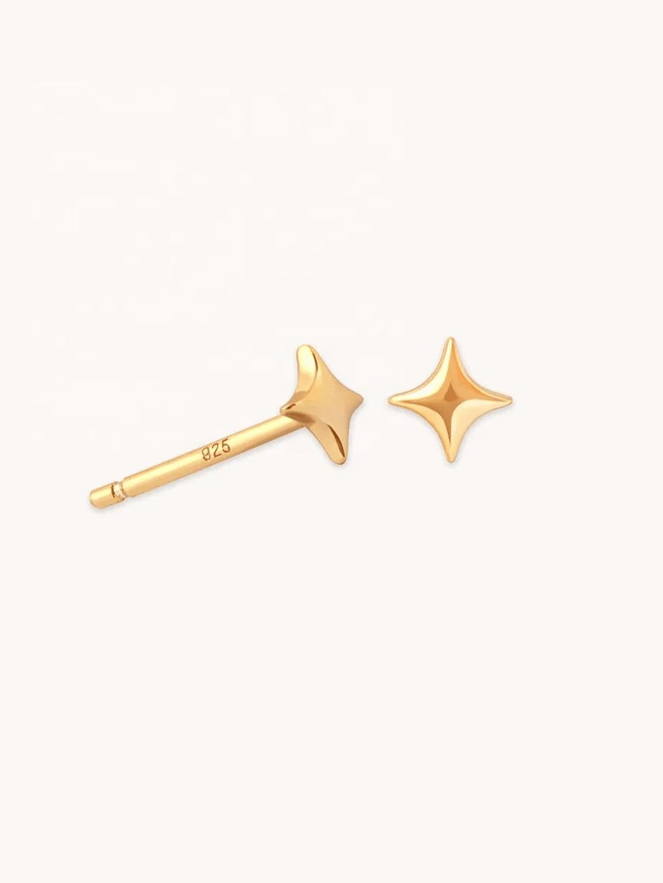 1Pair Small Chic 18K Gold Plated Earrings 925 Sterling Silver Fine Jewelry Piercing Jewelry Dainty Luxury Star Shape Stud Earrings For Women Daily Wear