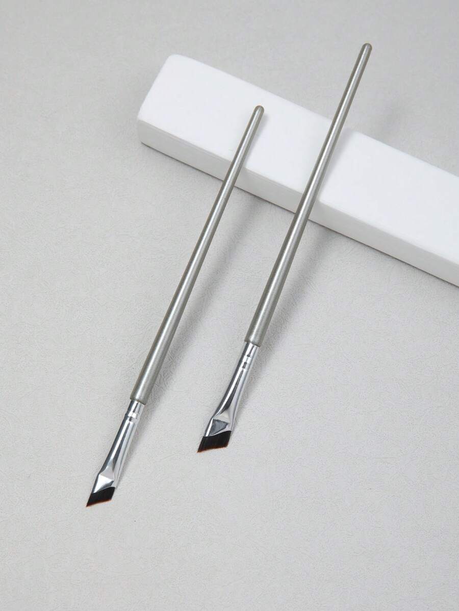 2pcs Angled Brush Eyebrow Brush Eyeliner Gel Makeup Brush, Eye Socket Brush For Eyebrows And Eyes