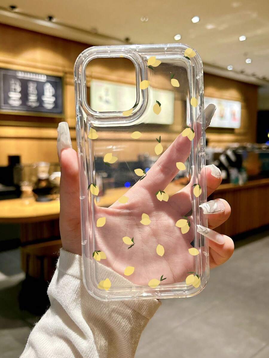 Transparent Phone Case With Yellow Lemon Design, Shock-Proof And Scratch-Resistant Protective Cover Suitable For IPhone 11 12 13 14 15 Pro Max Plus XR, High Quality Durable Fruit Cartoon Phone Case, Best Gift For Boys, Girls And Friends