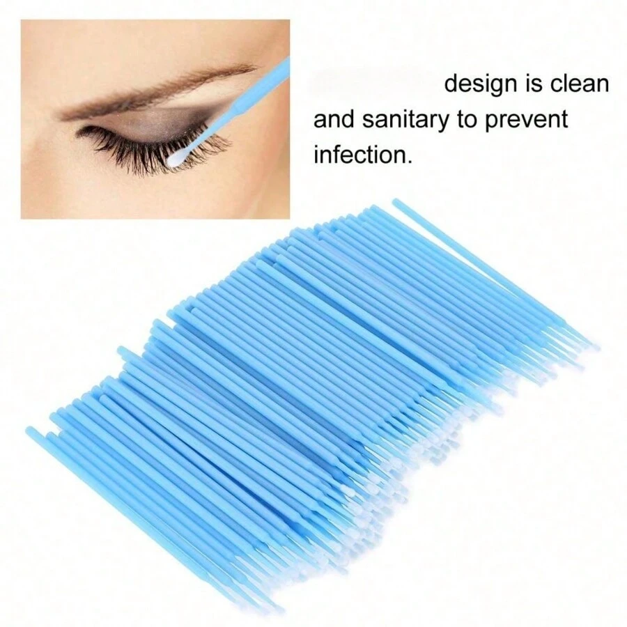 100 Piezas Microaplicador Cepillo Micro Varillas, Varillas para Pestañas Rímel, Cepillo de Labios Brillo de Labios Kit de Herramientas de Belleza (Azul)