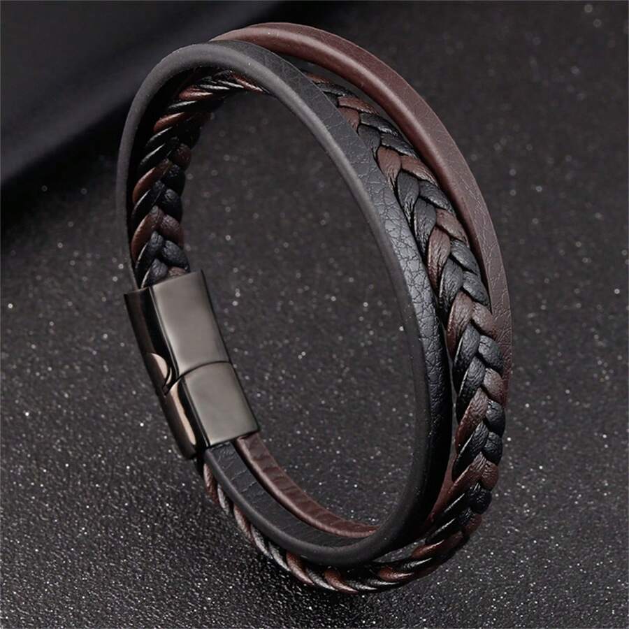 1 pieza Pulsera de accesorio con estilo vintage marrón para hombre