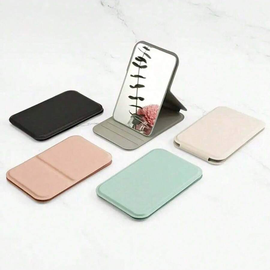 Miroir de maquillage pliable mignon et portable, miroir de maquillage soutenu, miroir de voyage, miroir de maquillage de bureau, miroir compact de bureau rectangulaire, miroir de maquillage de style minimaliste, miroir compact de retouche de maquillage de voyage, cadeau pour femmes