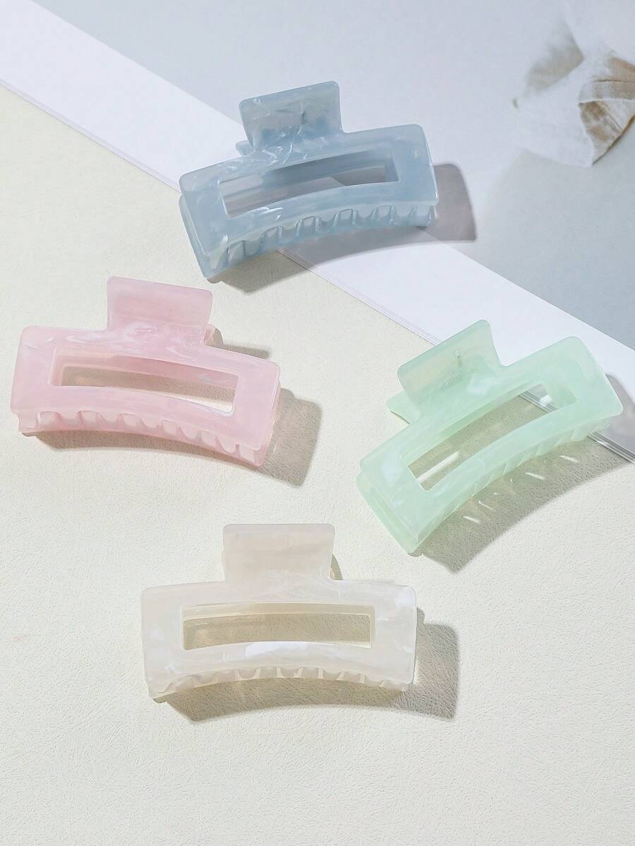 Set de 4 pinzas de pelo con diseño minimalista de patrón de mármol para mujeres, pinzas de garra de uso diario, pinzas de mordaza para el cabello, sujetadores de cabello