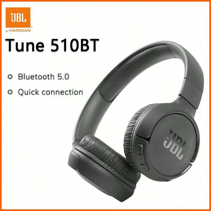 JBL Casque sans fil Bluetooth original TUNE 510BT, écouteurs de sport portables avec micro, son pur basses T510bt