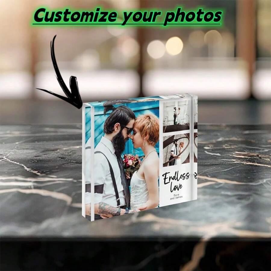 1pc Personalized Photo Board, Customized Love Symbol Decor With Your And Your Family Photos. We Turn Your Photos Into Art. Customizable With 3 Photos, Suitable For Valentine's Day, Mother's Day, Father's Day, Birthday Or Anniversary. A Unique Gift For Mother, Father, Wife, Husband, Girlfriend, Boyfriend, The Best Gift Gifts Graduation