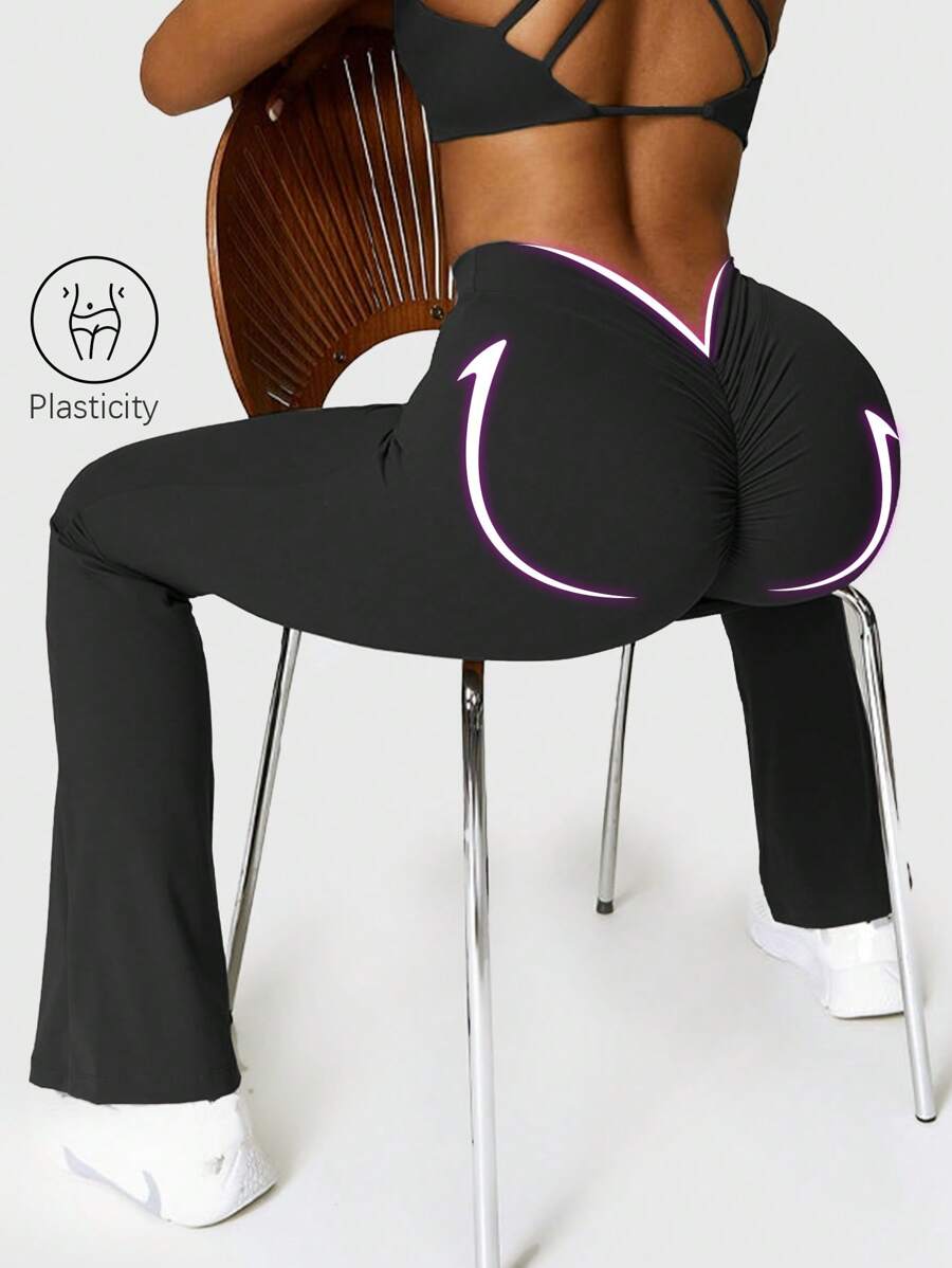 Speed mate Pantaloni yoga a zampa di elefante in nylon per donne, leggings yoga modellanti, pantaloni casual a zampa di elefante aderenti di colore unito per allenamento per donne