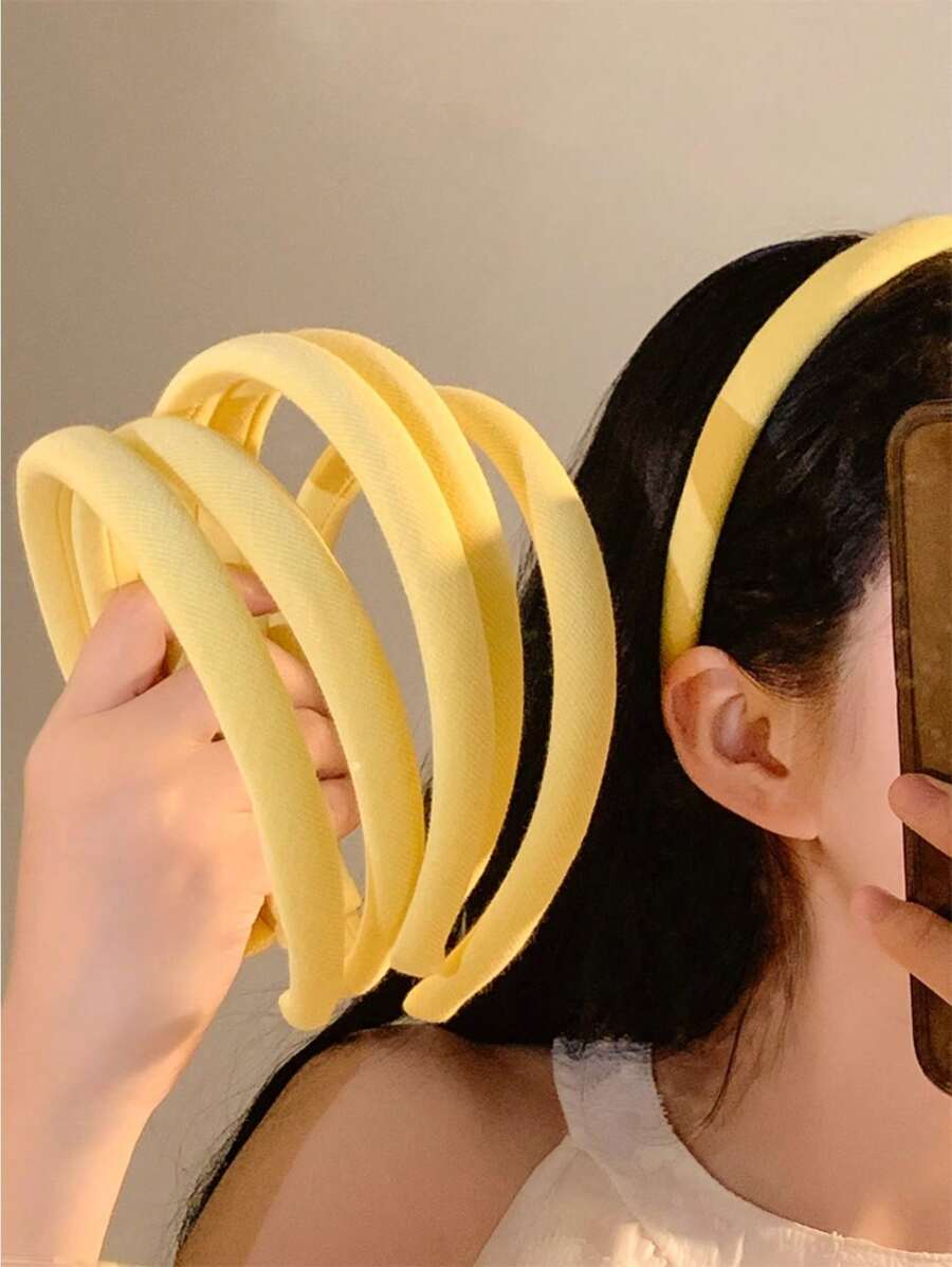 1 pieza Diadema delgada de color crema con diseño minimalista de pollito amarillo, accesorio de cabello versátil
