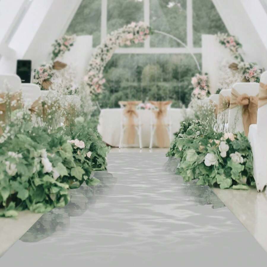 Silver Mirrored Floor Wedding Aisle Runner, 65FT X 3FT Roll Double Sided Bright Reflective Decorative Carpet Carpet For Party, Birthday, Banquet, Restaurant Decoration