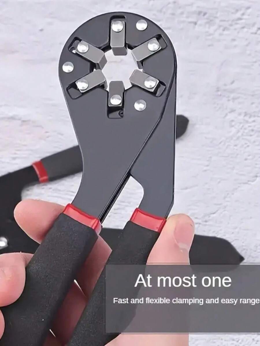 1PC Heavy-Duty Carbon Steel External Hexagonal Wrench - Adjustable, Multifunctional, And Clamp-On - Ideal Household Repair Tool For Various Tasks