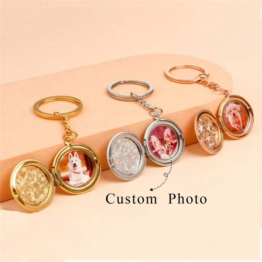 Llavero con colgante de foto redondo personalizado, llavero con medallón personalizable para foto y texto, llavero con colgante de foto redondo como regalo para mujeres y hombres, duradero, colorido, lindo, adorable, divertido, kawaii, estilo Y2K, elegante, unisex, casual, personalizado, único, regalo ideal para él, regalo ideal para ella, pareja, familia, amigos