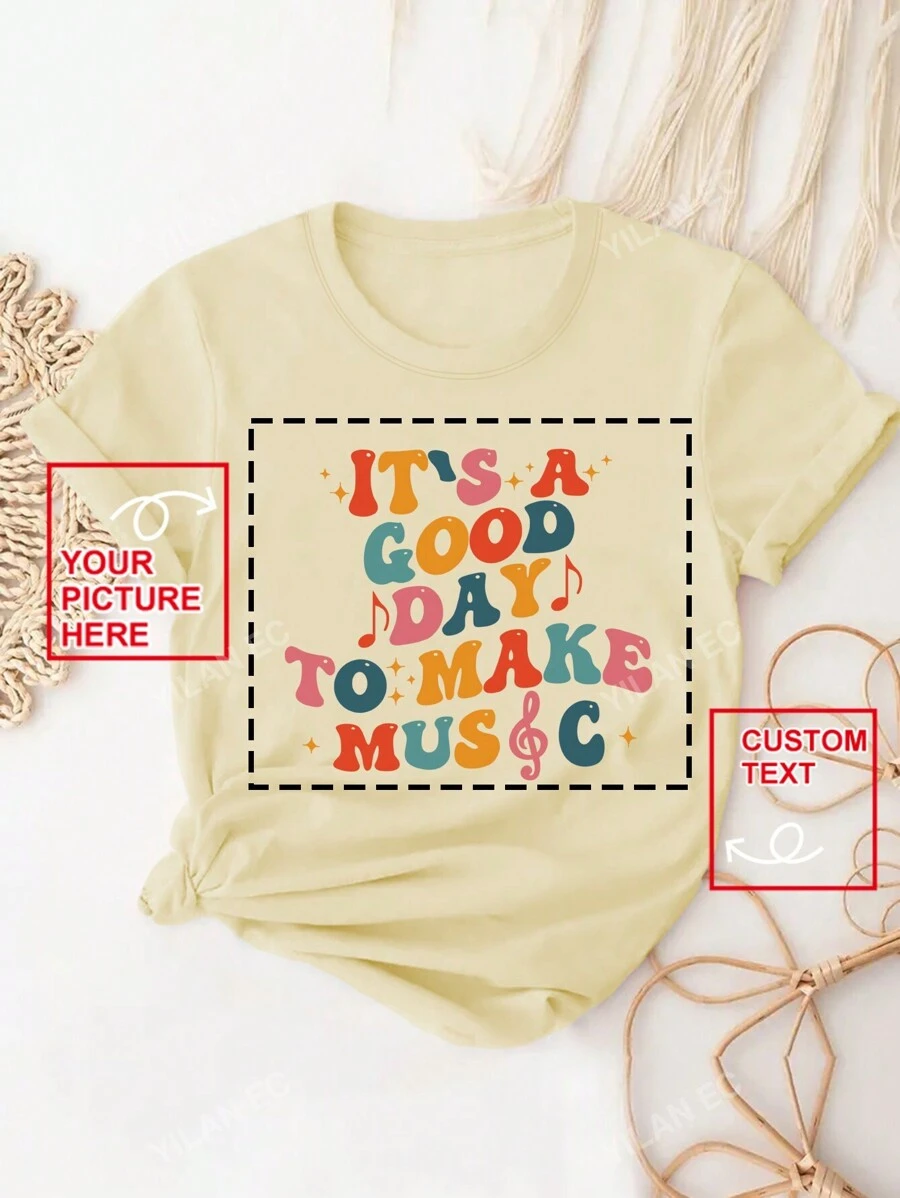Customized Women T-Shirt - Design Your Own Personalized Printed T-Shirt By Adding Your Own Photos (Family Photos/Selfies),Ornamental,Dawg,Unique,Custom,Ideal Gifts For Her,Family,Friends,Pink Girls,For Holiday,For Vacation,For Anniversaries