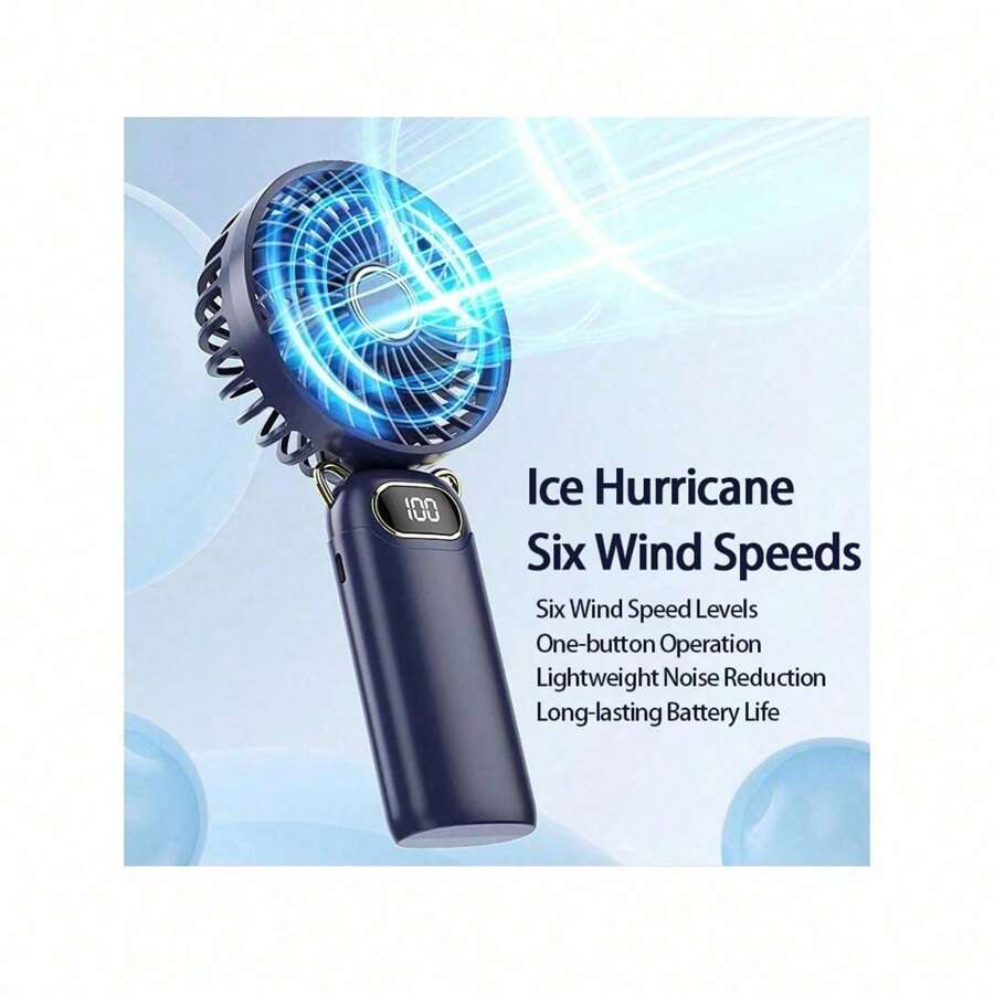 Portable Handheld Misting Fan,Rechargeable Travel Mister Fan, Battery Operated Personal Fan With Mist, 6 Speeds,LED Display,90°Foldable Cooling Fan For Camping Outdoor, Home, Office