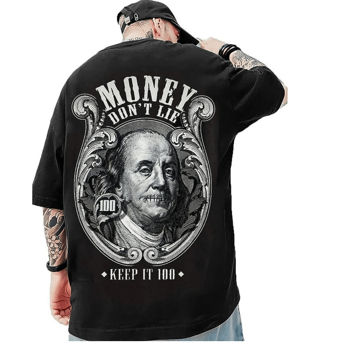 Camiseta Oversized Money Don't Lie Estética Nova Moda