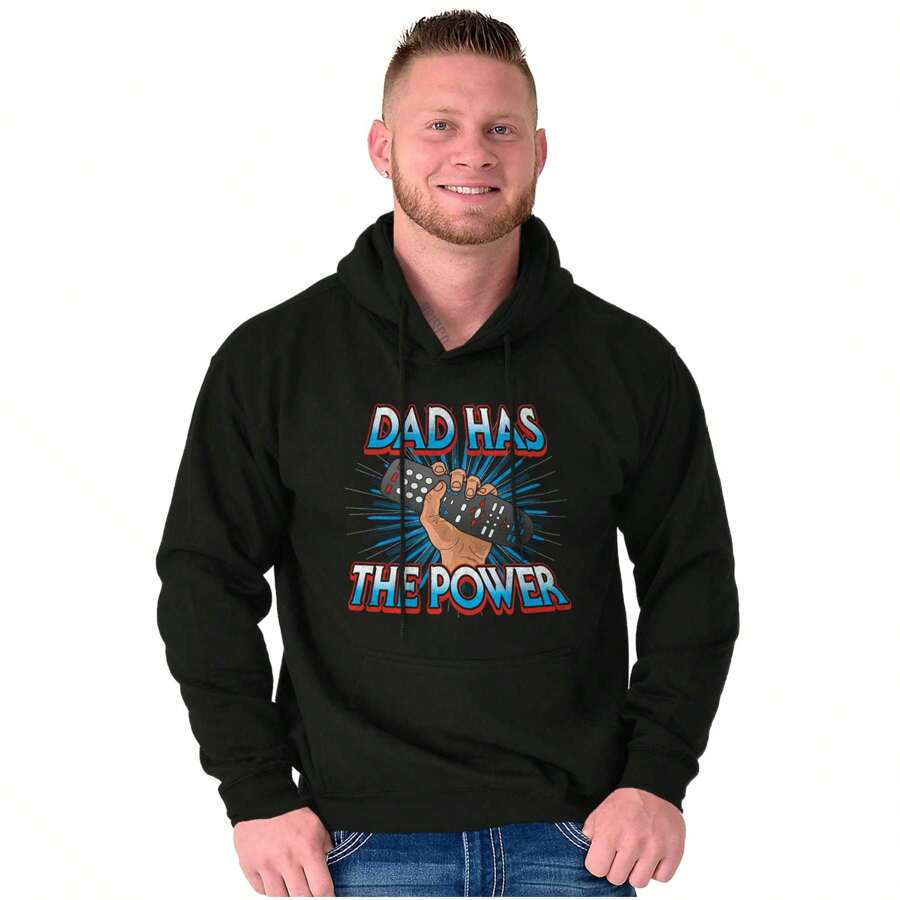 Dad Has The Power TV Remote Humor Hoodie Hooded Sweatshirt Men