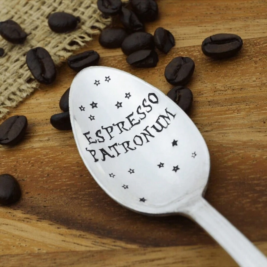 1pc, Espresso Patronum Spoon, Stamped Silverware, Gift Idea For Coffee Lover, Funny Spoon Funny Gifts Spoon For Birthday, Party Spoon ,Kitchen,Christmas Gift