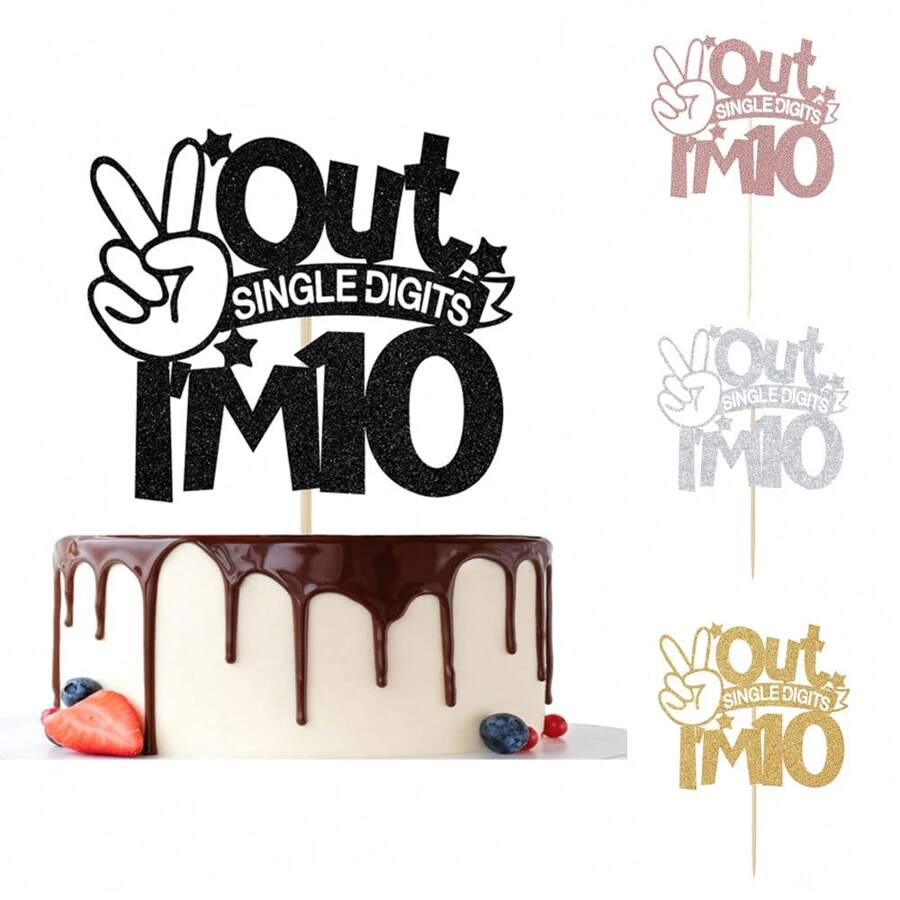 1 pieza Decoración para pastel de números individuales Tengo 10, dígitos dobles 10, para decoraciones del 10o cumpleaños, decoraciones de Feliz 10o cumpleaños, Navidad