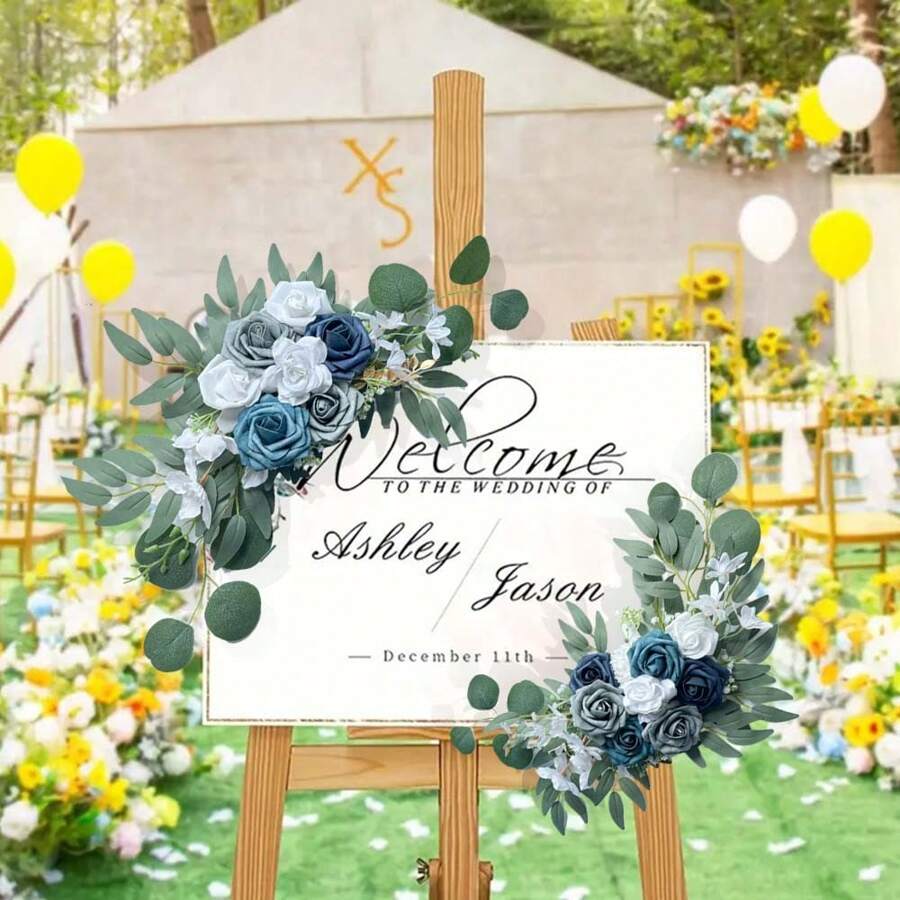 Wedding Arch Flowers Swag Set Of 2, Artificial Flower Swags For Wedding Arch Welcome Sign Flower Decor Decoration, Artificial Floral Swags For Reception Backdrop Floral Arrangements, Valentine Day, Gift Gifts Birthday Graduation