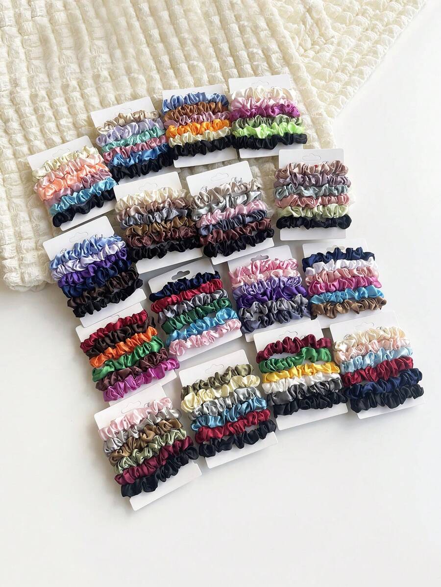 24pcs/Set Solid Color Cute Polyester Fiber (Polyester) Party Casual Simple Basic Hair Ties, Ponytail Holders, Elastic Hair Bands, Hair Accessories Combo For Men And Women, All Seasons
