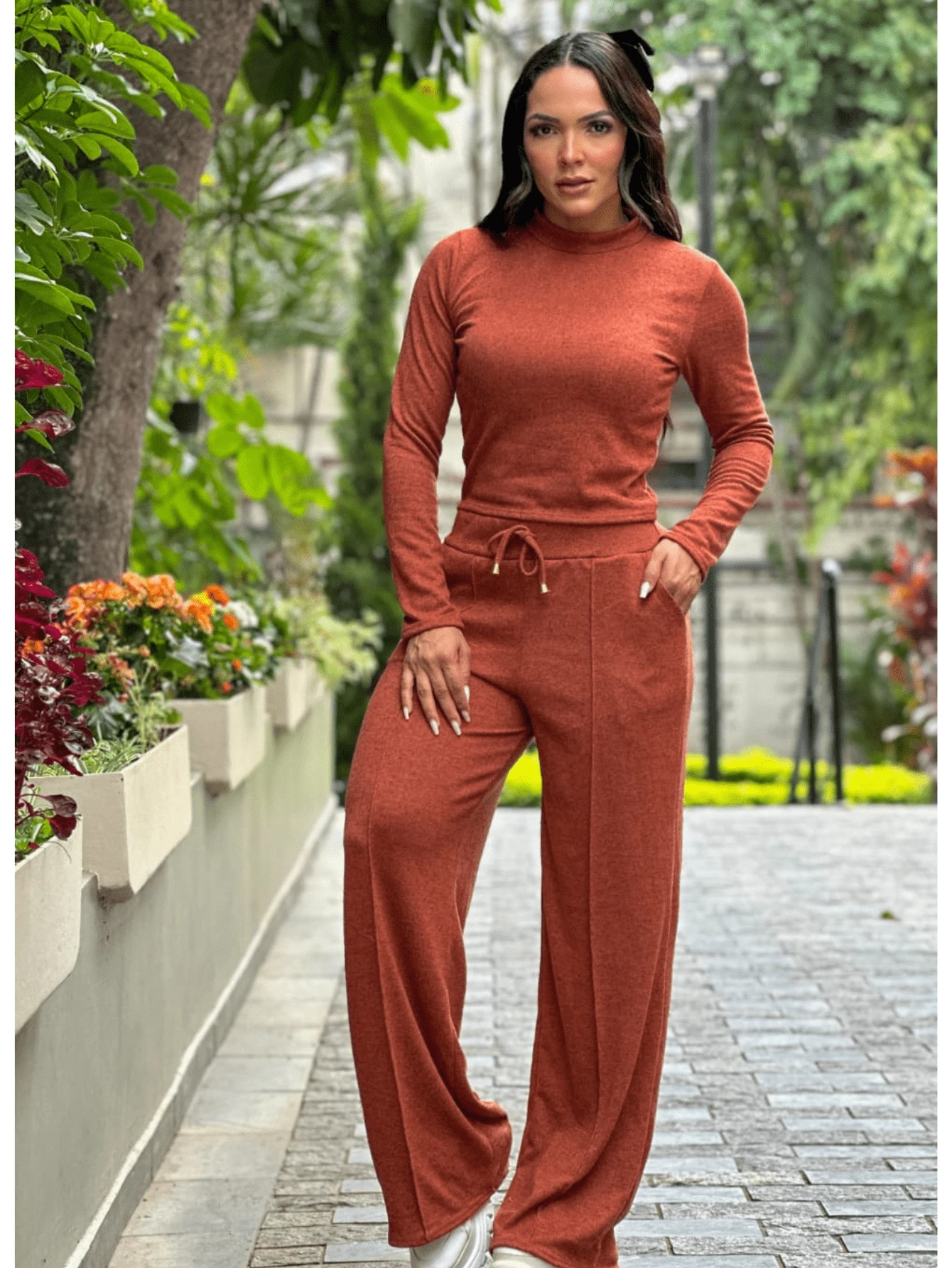 Conjunto Lanzinha Calça Pantalona e Cropped Inverno
