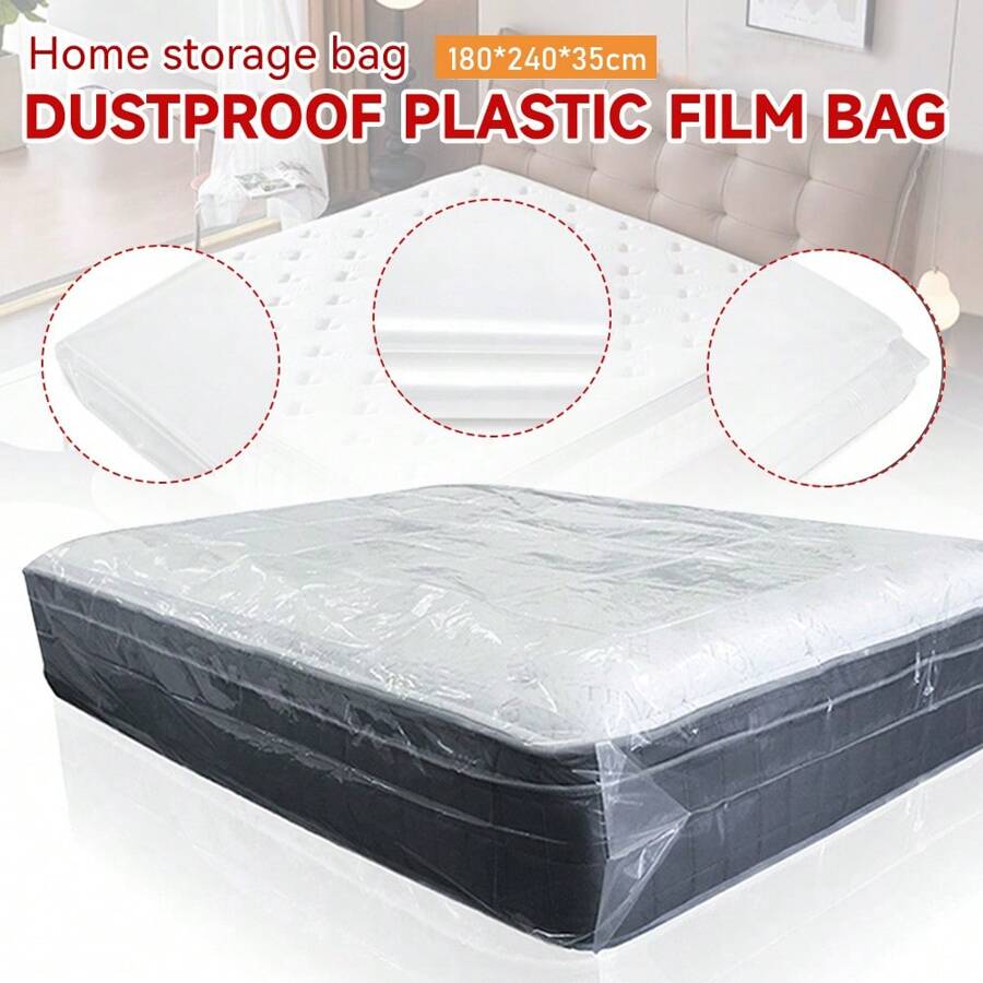 Funda protectora de colchón de 180 x 240 x 35 cm, bolsa de película plástica de doble capa de 8 micrones, bolsa extra grande a prueba de polvo y humedad para mudanzas, funda protectora de muebles para sofá y cama