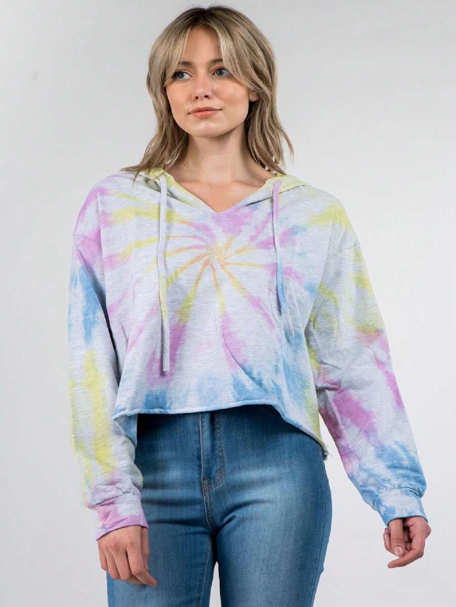 WANDERLUX Tie Die Oversized Cropped Sweatshirt
