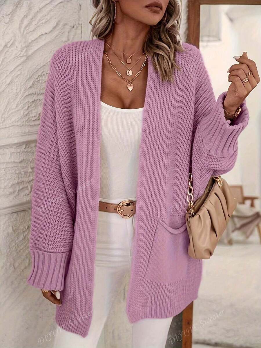 Cardigan cu mânecă lungă tricotat minimalist minimalist pentru femei