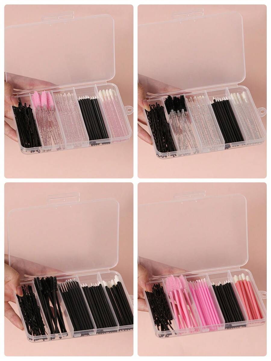 HMQ beauty Zestaw do makijażu 80 elementów Narzędzia do rzęs Jednorazowy mikro pędzel Pędzel do ust Pędzel do eyelinera Spinka do włosów Pędzel do brwi z pudełkiem Salon kosmetyczny Salon Makijaż Podstawowe podstawowe narzędzia