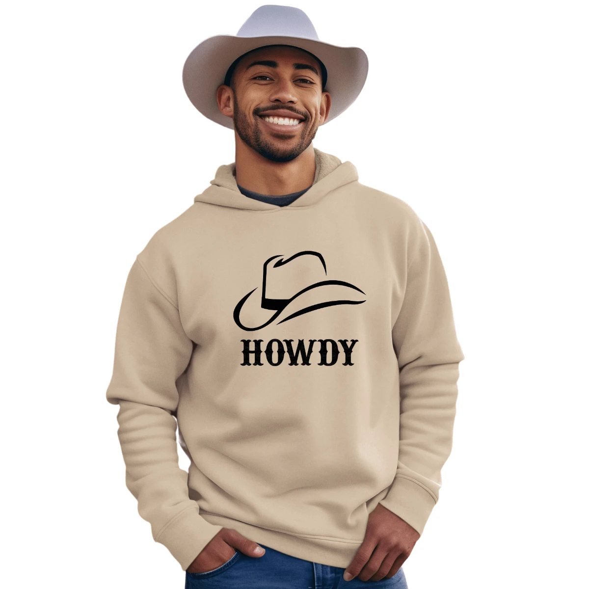 Moletom Canguru Peluciado Cowboy Howdy Masculino Estilo e Conforto Casaco de Frio Sweatshirt