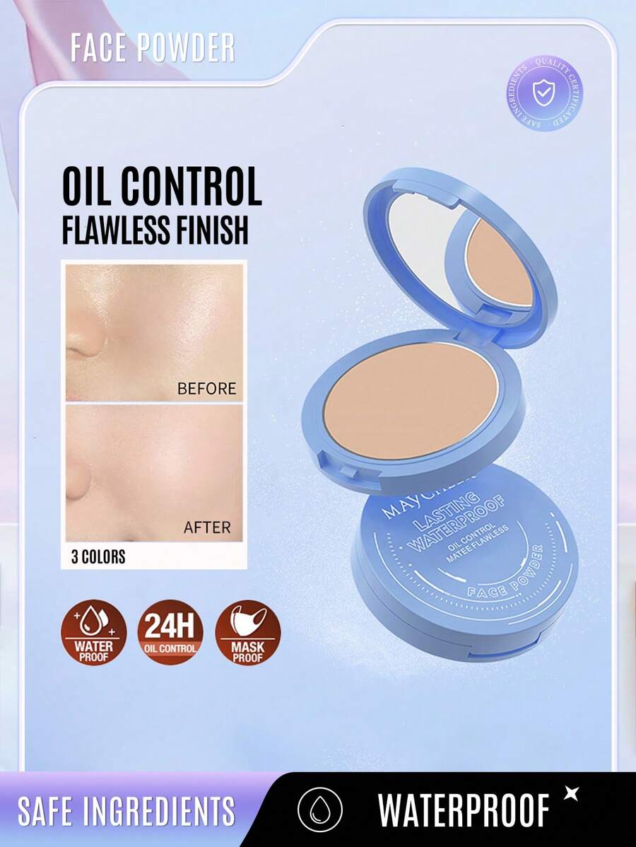 Maquillaje Facial En Polvo Prensado Resistente Al Agua, Duradero, Impecable, Mate, Control De Aceite, 10g