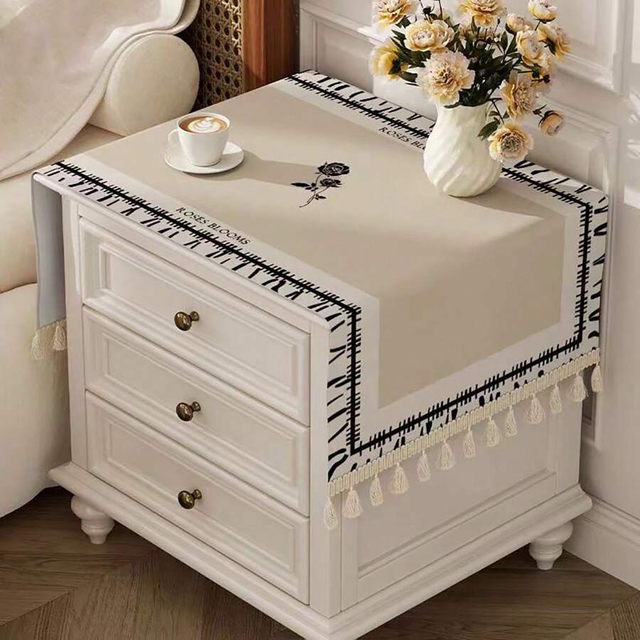 1pc American Style Bedside Cabinet Tablecloth Rectangular Table Cover Protector For Bedroom, Living Room, Coffee Table, Home Decor